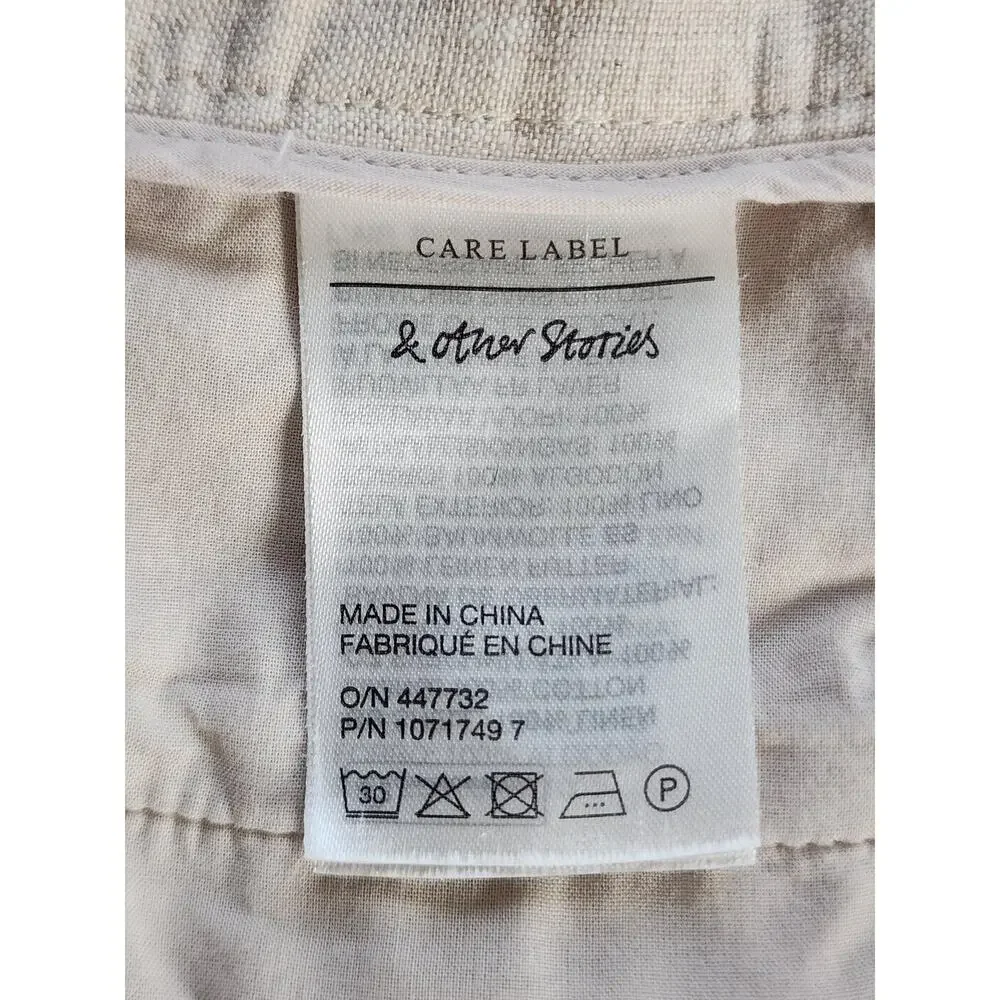 & Other Stories Shorts Womens EUR 34 Beige Linen Pleated Chino High Rise - Picture 16 of 16